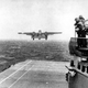A B-25 bomber takes off from the flight deck of the USS Hornet, bound for Japan.
